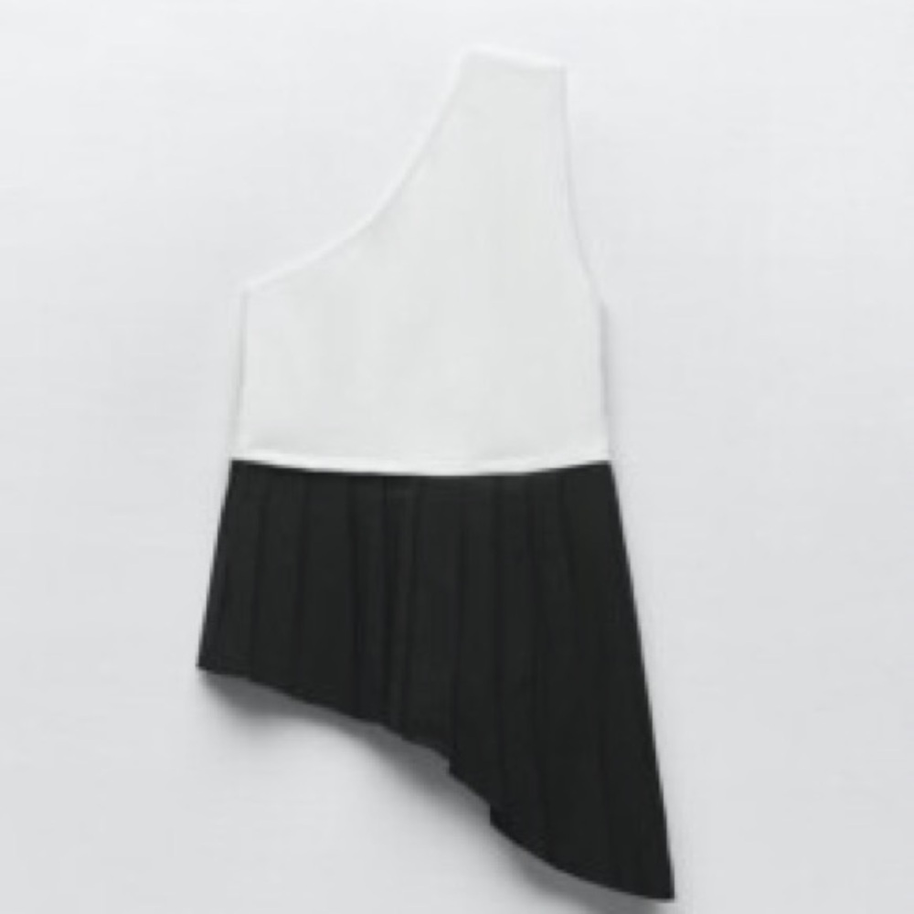 Zara contrast one shoulder top